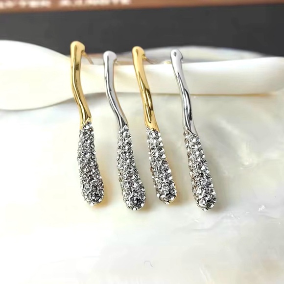 NEW Linear Crystal Earrings Pave’ Silver CZ Alexis Bittar Solanales STYLE F01 - Picture 2 of 3